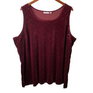 Susan Graver Sleeveless Velvet Shimmer Polka Dot Shell Tank Top Stretch Career